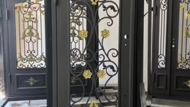 black iron front doors